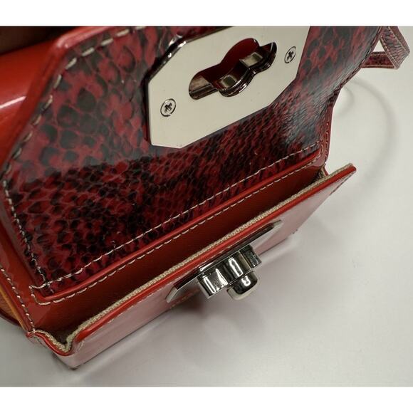 Rafe Monique Mini Crossbody Orange Multi Pebbled Leather Croc Print Travel Bag - Picture 8 of 8